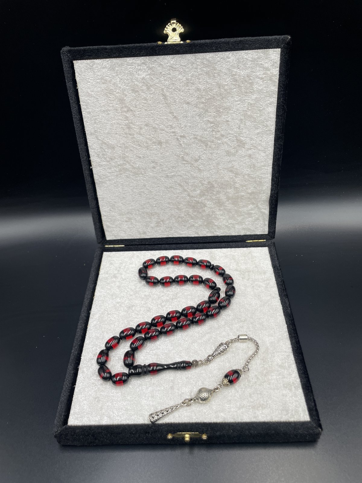 Çift Renk Beyrut Tespih (Kırmızı, 8x12 mm)